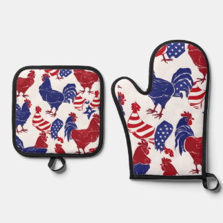 Patriottische Kippen Oven Mitt en Pothouders Ovenwant & Pannenlap Set