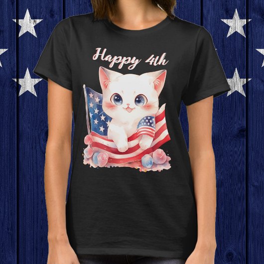 Patriottische Kitten 4 juli Gelukkig 4th Custom T-shirt