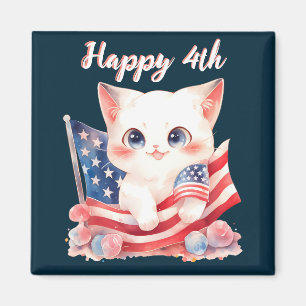Patriottische Kitten 4 juli Gelukkige 4e Op Maat G Magneet