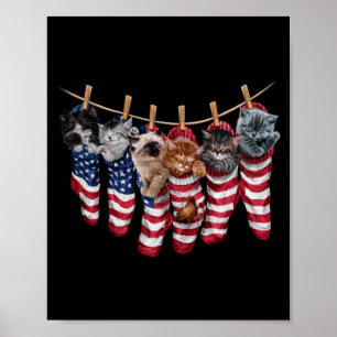 Patriottische Kittens In Amerikaanse Vlag Soks Gra Poster