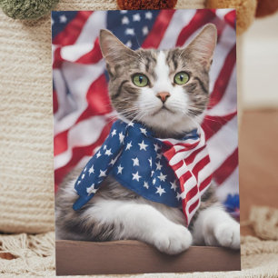 Patriottische Kitty: Een Viering Van Vrijheid Feestdagen Kaart