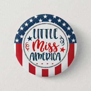 Patriottische kleine Miss America Stars Stripes Ronde Button 5,7 Cm