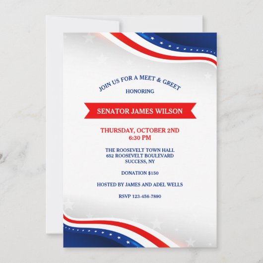 Patriottische kleuren Fundraising Invitaties Kaart (Voorkant)