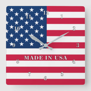 Patriottische klok met Amerikaanse vlag - Made in 