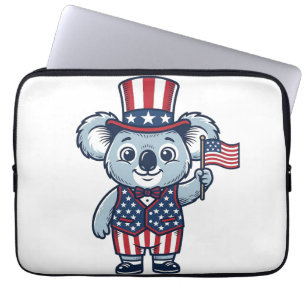 Patriottische Koala Vector Vintage T-shirt Ontwerp Laptop Sleeve