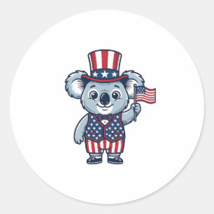 Patriottische Koala Vector Vintage T-shirt Ontwerp Ronde Sticker
