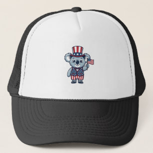 Patriottische Koala Vector Vintage T-shirt Ontwerp Trucker Pet