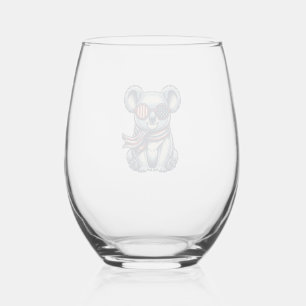 Patriottische Koala Vintage Gravure Shirt Ontwerp_ Wijnglas Zonder Voet