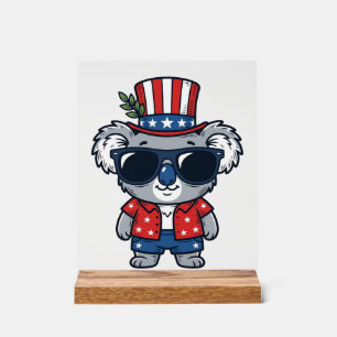 Patriottische Koala Vintage Stijl Vector Kunst_1 Acryl Bord