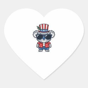 Patriottische Koala Vintage Stijl Vector Kunst_1 Hart Sticker