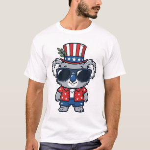 Patriottische Koala Vintage Stijl Vector Kunst_1 T-shirt