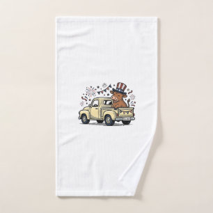 Patriottische Koe 4 juli Truck Vectorontwerp_1 Handdoek