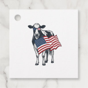 Patriottische Koe Amerikaanse Vlag Vintage Gravure Bedankjes Labels