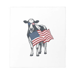 Patriottische Koe Amerikaanse Vlag Vintage Gravure Notitieblok