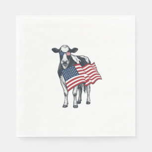 Patriottische Koe Amerikaanse Vlag Vintage Gravure Servet