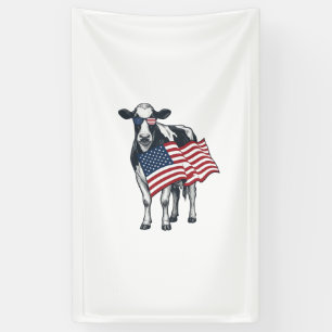 Patriottische Koe Amerikaanse Vlag Vintage Gravure Spandoek