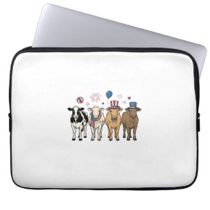 Patriottische koe lineup vintage vector shirt ontw laptop sleeve