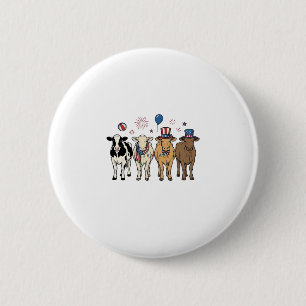 Patriottische Koe lineup Vintage Vector T-shirt on Ronde Button 5,7 Cm