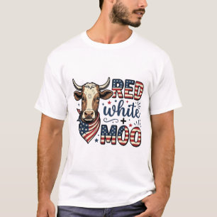 Patriottische Koe Rood Wit Moo 4 juli T-shirt Desi