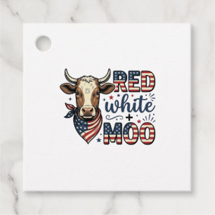 Patriottische Koe Rood Wit Moo 4 juli T-shirt Desi Bedankjes Labels