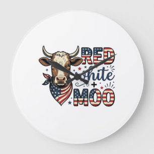 Patriottische Koe Rood Wit Moo 4 juli T-shirt Desi Grote Klok