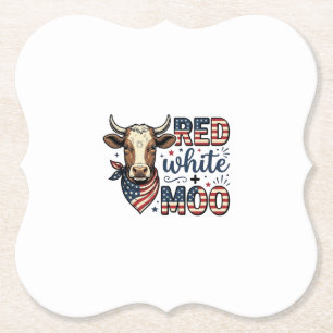 Patriottische Koe Rood Wit Moo 4 juli T-shirt Desi Kartonnen Onderzetters