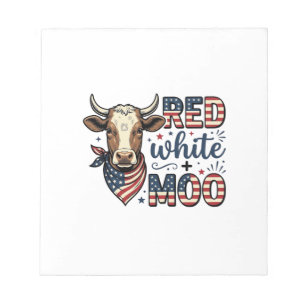 Patriottische Koe Rood Wit Moo 4 juli T-shirt Desi Notitieblok