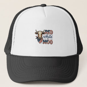 Patriottische Koe Rood Wit Moo 4 juli T-shirt Desi Trucker Pet