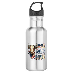 Patriottische Koe Rood Wit Moo 4 juli T-shirt Desi Waterfles
