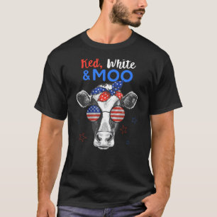 Patriottische Koe VS Vlag Grappig 4 juli Rood Wit T-shirt