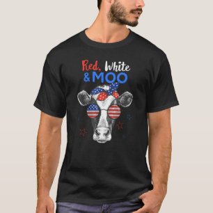 Patriottische Koe VS Vlag Grappige 4 juli Rood Wit T-shirt