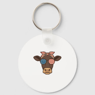 Patriottische Koeienkop Zonnewijzer Vintage Design Sleutelhanger