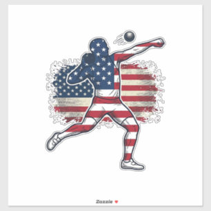 Patriottische Kogelstoter Vintage Gravure Ontwerp Sticker