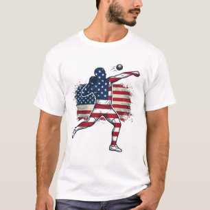 Patriottische Kogelstoter Vintage Gravure Ontwerp T-shirt