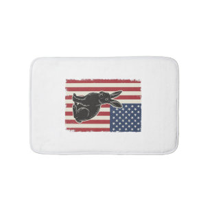 Patriottische Konijn Amerikaanse Vlag Vintage Grav Badmat