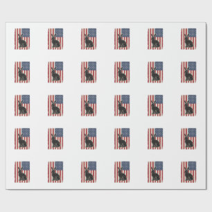 Patriottische Konijn Amerikaanse Vlag Vintage Grav Cadeaupapier
