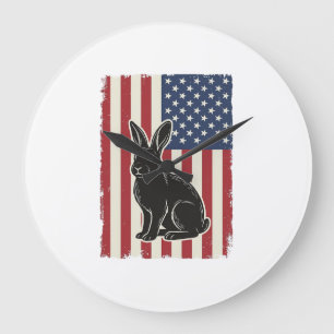 Patriottische Konijn Amerikaanse Vlag Vintage Grav Grote Klok