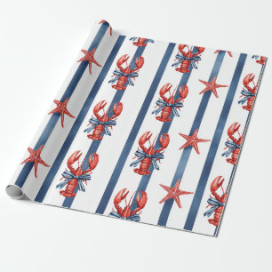 Patriottische Kreeft Rood Wit Blauwe Sterren (2) Cadeaupapier