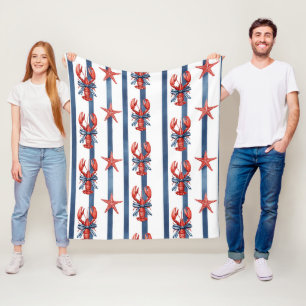 Patriottische Kreeft Rood Wit Blauwe Sterren (2) Fleece Deken