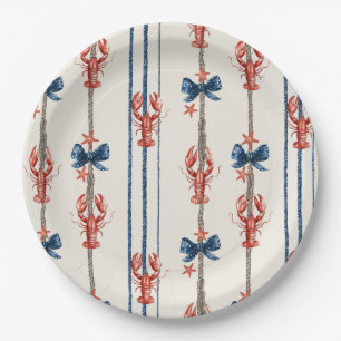 Patriottische Kreeft Rood Wit Blauwe Sterren (3) Papieren Bordje