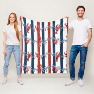 Patriottische Kreeft Rood Wit Blauwe Sterren (4) Fleece Deken