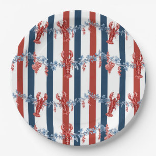 Patriottische Kreeft Rood Wit Blauwe Sterren (4) Papieren Bordje