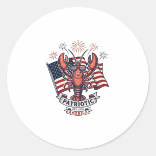 Patriottische Kreeftenvlag Vintage Gravure T-Shirt Ronde Sticker