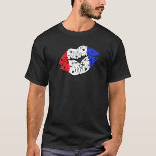 Patriottische kus op de Red White en Blue Lips USA T-shirt