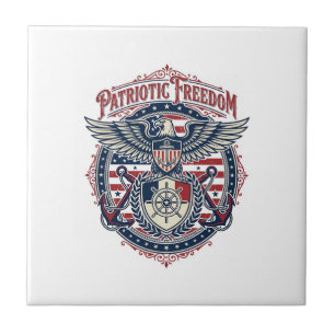 Patriottische Kust Preppy Vector Grafische T-shirt Tegeltje
