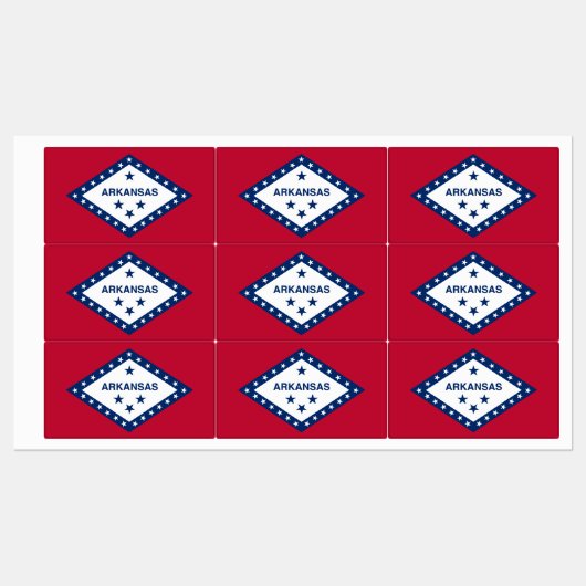 Patriottische labels met vlag van Arkansas State, (Vel)