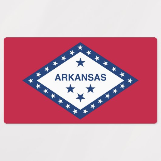Patriottische labels met vlag van Arkansas State, (Design 2)