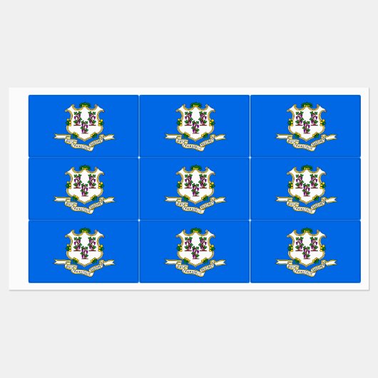 Patriottische labels met vlag van Connecticut Stat (Vel)