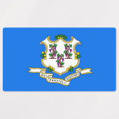 Patriottische labels met vlag van Connecticut Stat (Design 1)
