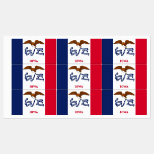 Patriottische labels met vlag van de staat Iowa